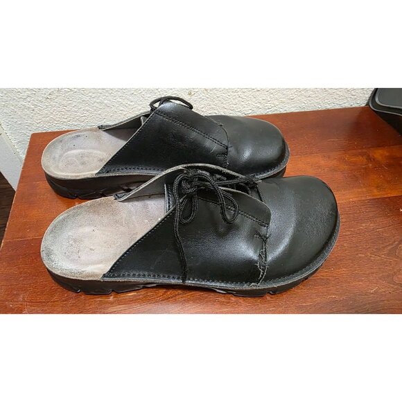 Alpro Anti-Slip Sole Unisex Black Leather Clogs M7/W9 EU40 Made In Germany Shoes - Picture 3 of 7